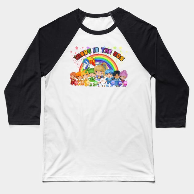 Made in the 80's Rainbow Girl Baseball T-Shirt by WalkingMombieDesign